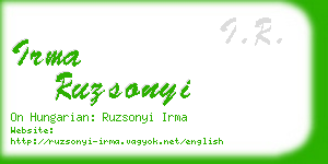 irma ruzsonyi business card